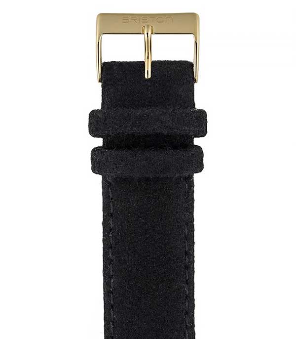 Bracelet de montre interchangeable flanelle noir / or jaune Briston