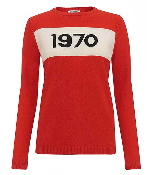Pull 1970 en laine mérinos rouge Bella Freud