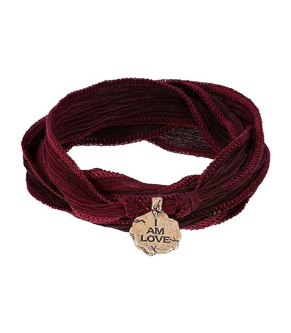 I Am Love silk bracelet and charm in bronze Catherine Michiels