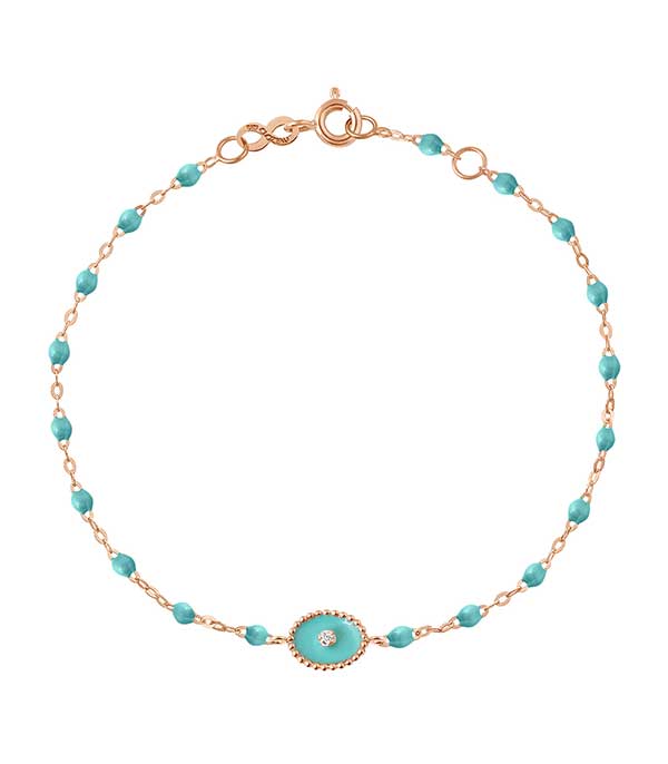 Bracelet Etoile du Nord or rose, perles de résine et diamant Gigi Clozeau