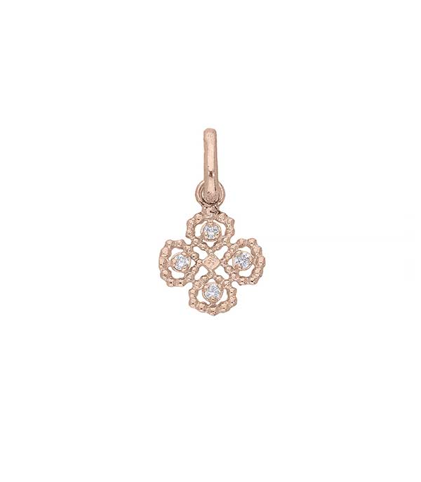 Pink gold diamond clover pendant Gigi Clozeau