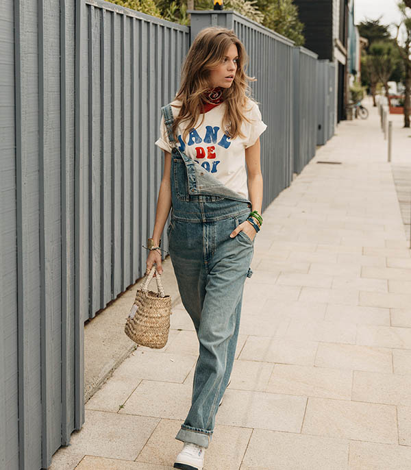 Trucker T-shirt Jane de Boy '68 Natural/Blue/Red Newtone