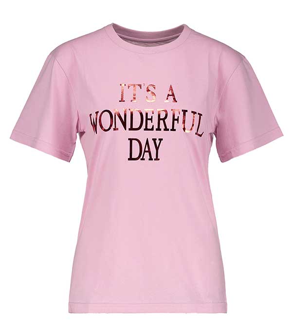 Tee-shirt It's Wonderful Day, rose Alberta Ferretti