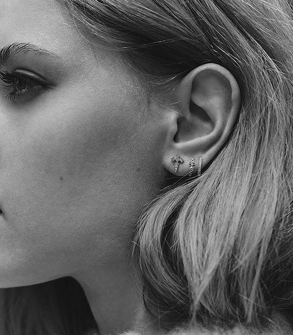 Boucle d'oreille puce Blood Diamonds or jaune Stone Paris