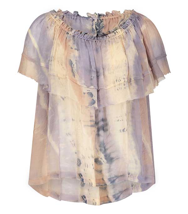 Top à volants en soie tie & dye Raquel Allegra