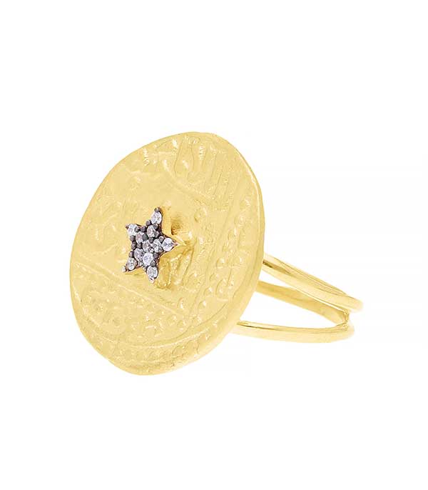 Bague dorée Ring Coin Star Maison Irem