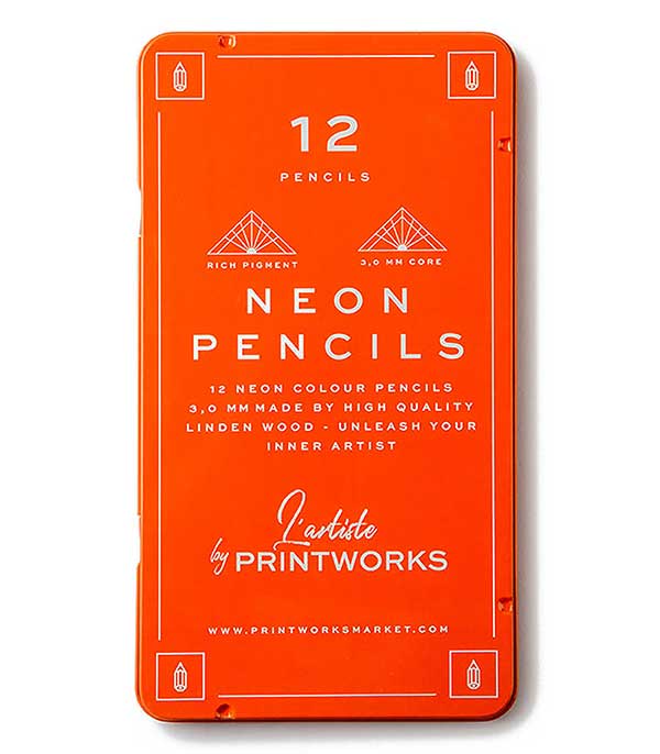 12 crayons de couleur néons Printworks