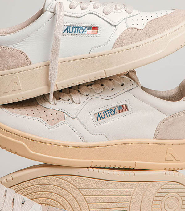 Baskets Low Leather White Suede Autry