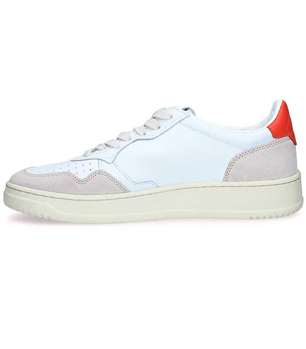 Baskets homme Medalist Low Leather White/Orange Autry