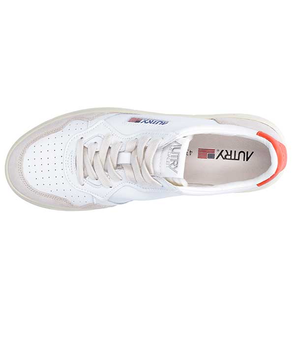 Baskets homme Medalist Low Leather White/Orange Autry