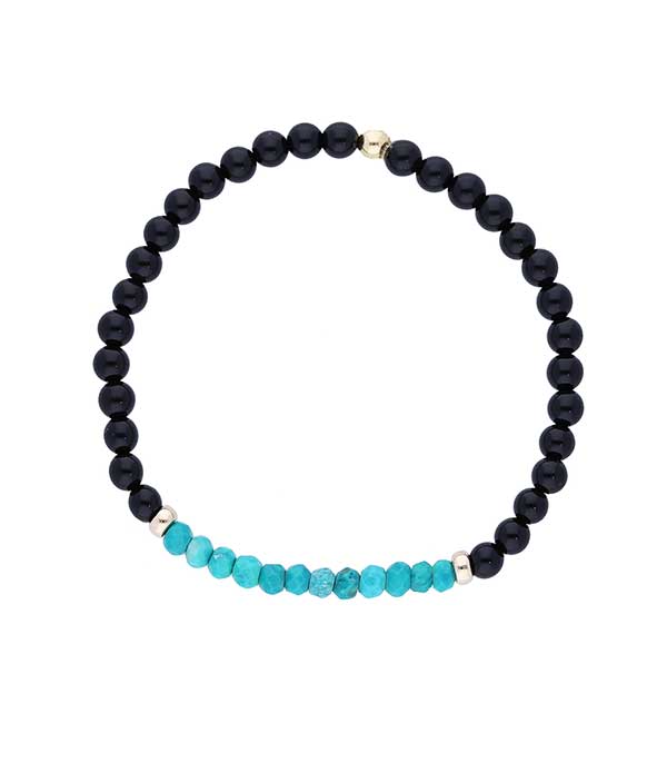 Bracelet perles onyx et turquoise And... Paris