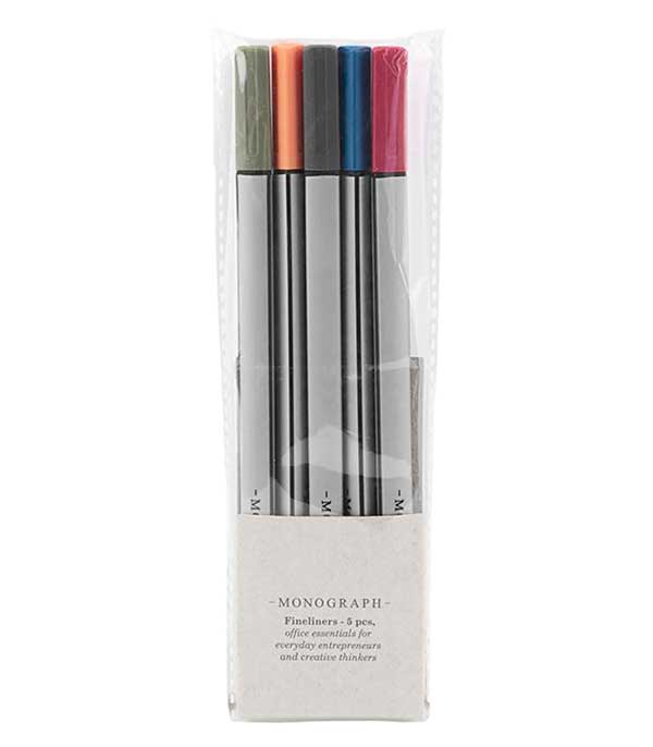 Fine felt-tip pens 5 colors Monograph