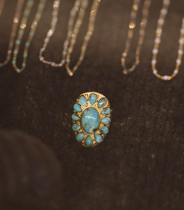 Bague Navajo plaqué or et turquoise Aurélie Bidermann