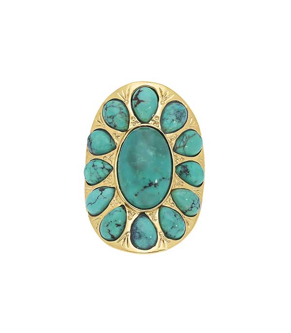 Gold-plated Navajo and turquoise ring Aurélie Bidermann