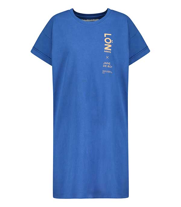 Robe tee-shirt Abby bleue x Jane de Boy Margaux Lonnberg