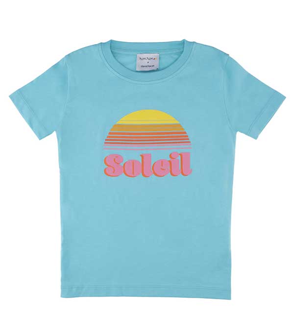 Childrens Tee-shirt Soleil Turquoise David Lucas x ron ron