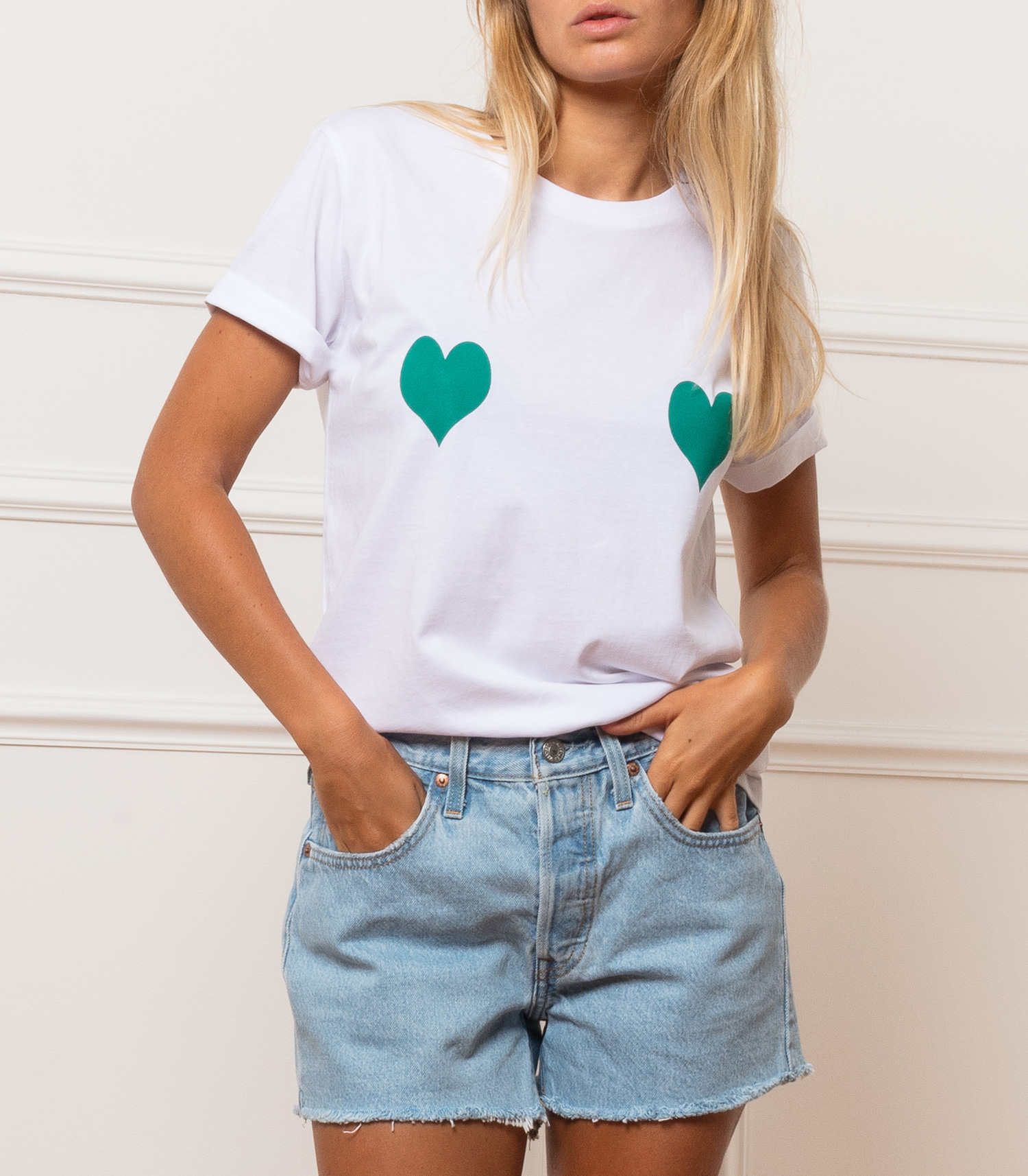 Tee-shirt Sapin x Jane de Boy coeurs verts Elise Chalmin - Jane de Boy