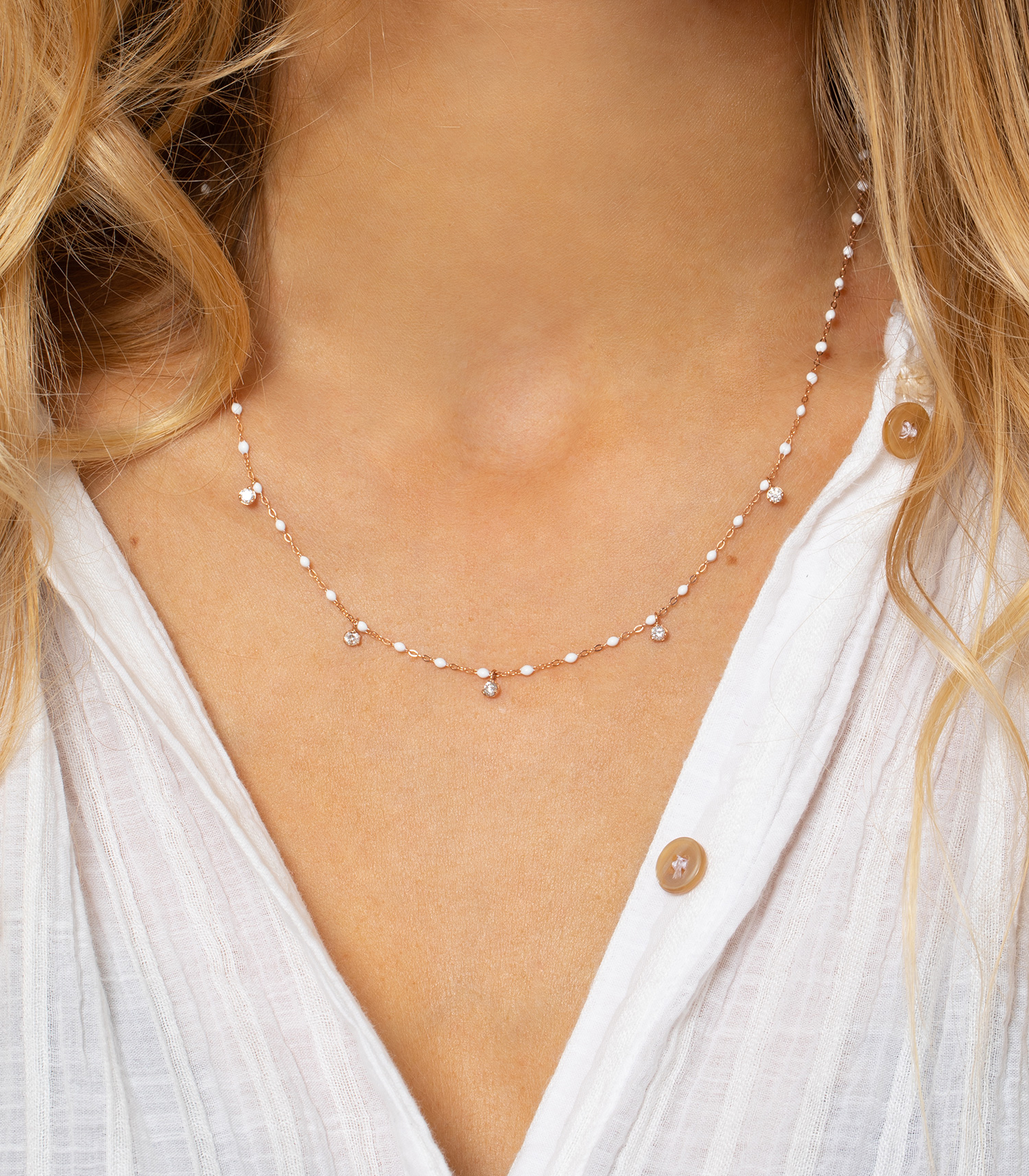 Gigi Clozeau Collier Blush Gigi Supreme Or Blanc 10 Diamants 60