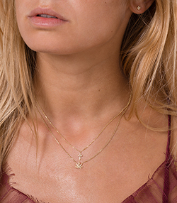 Worn with simple celestial necklace in yellow gold