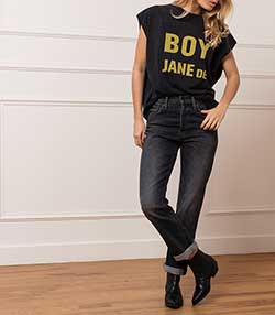 Tenue portée avec Tee-Shirt Rompool Jane de Boy Carbone Vintage
