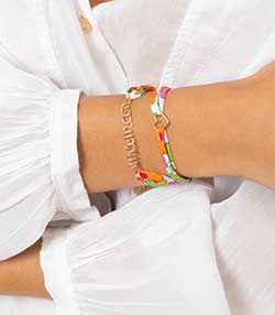 Tenue portée avec Duo de bracelets Liberty Maman - Coeur mandarine