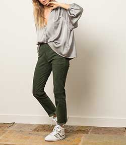 Tenue portée avec Pantalon Valentine 21 en agneau velours