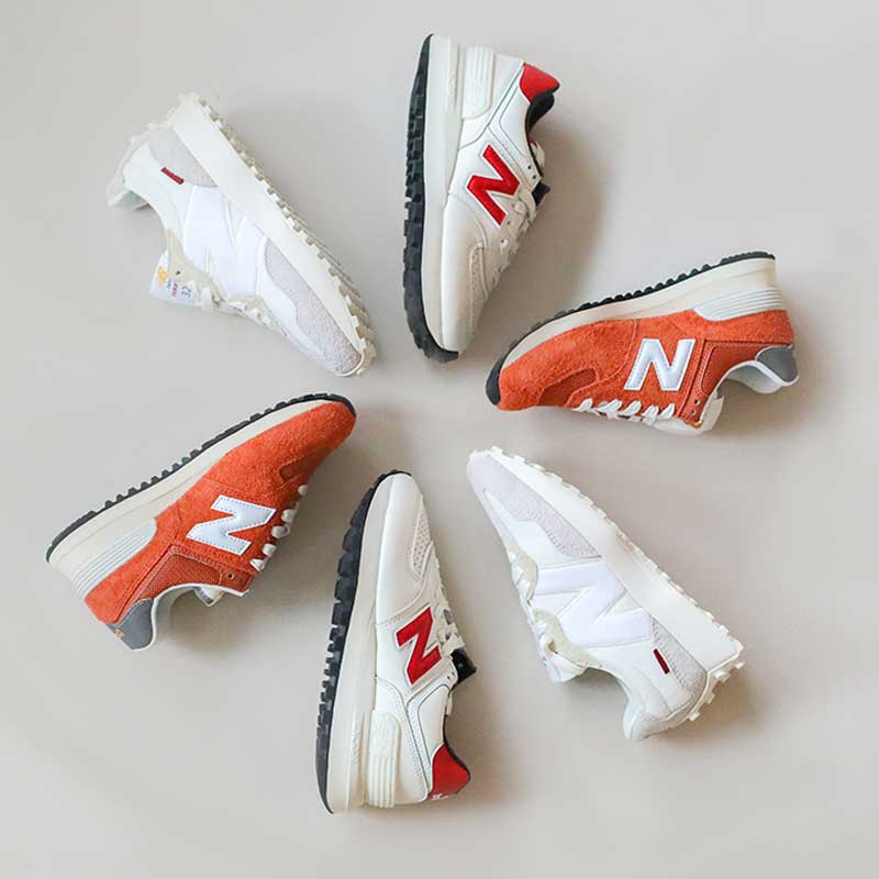 Sneakers New Balance blanc et orange