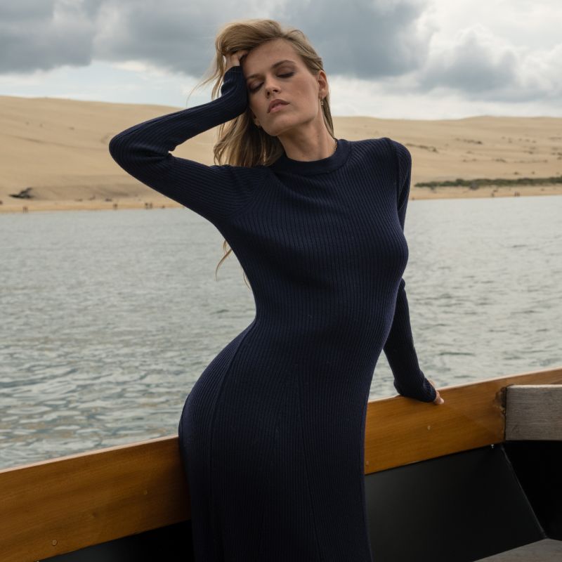 Navy blue long dress